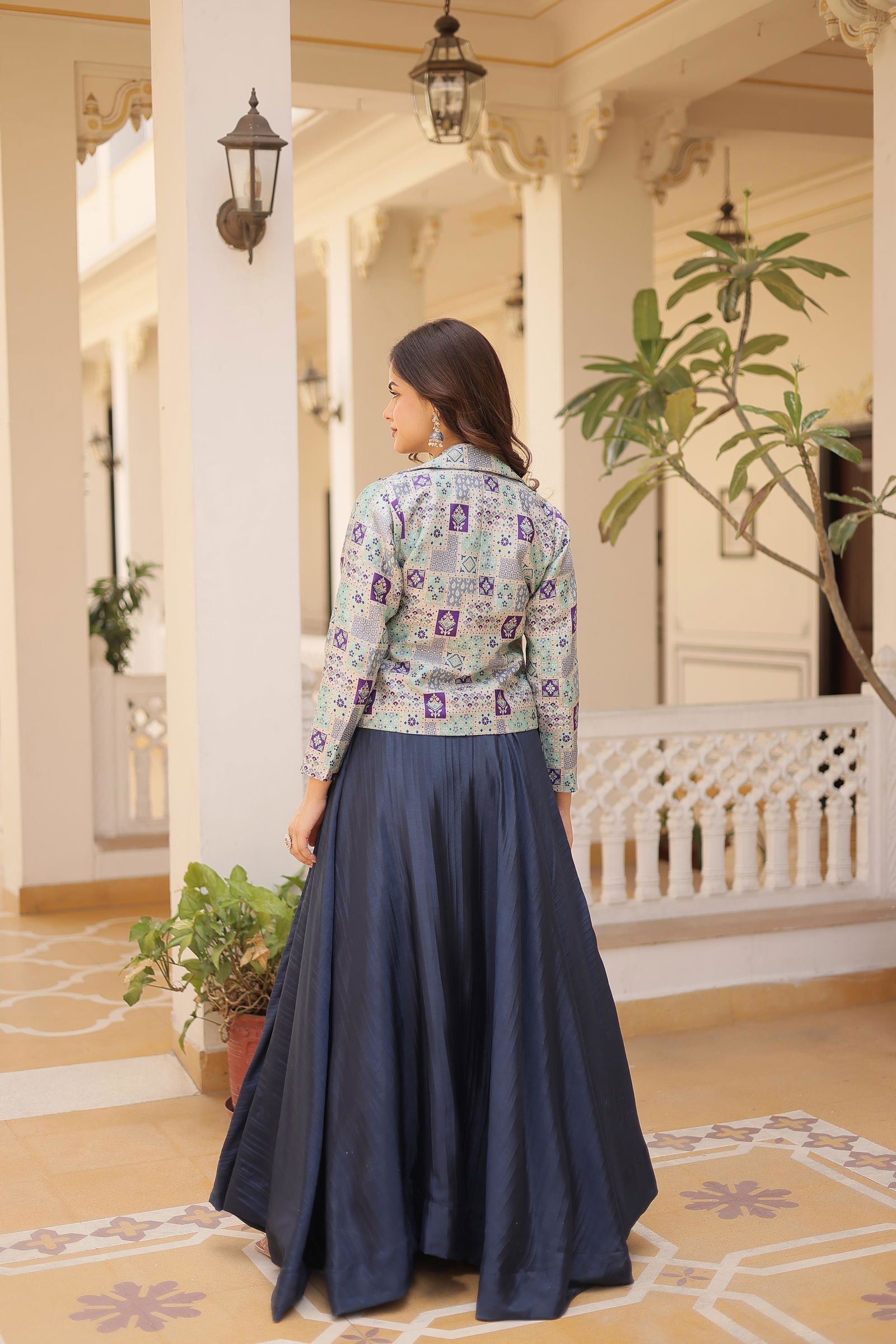 KA 5033 Chinon Printed Designer Indo Western Wholesale Price In Surat